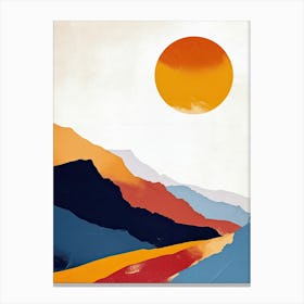 Sunset In The Mountains, Minimalism 1 Canvas Print