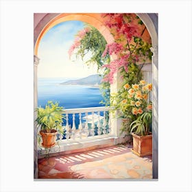 Floral Balcony View Canvas Print