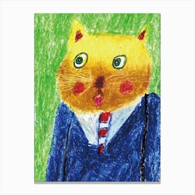 Mr. Cat drawn by Little Artist O.D.R Canvas Print