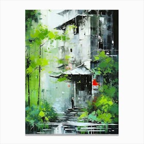 House In The Rain Canvas Print