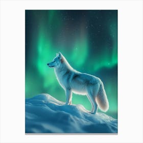 White Wolf In The Snow. Generated with AI. Art Print 2 Canvas Print