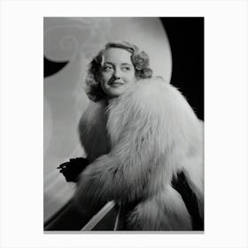 American Actress Bette Davis In A Deep Pile Fur Coat Canvas Print