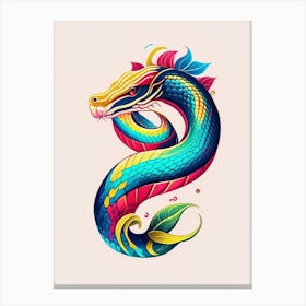 Beaked Sea Snake Tattoo Style Canvas Print