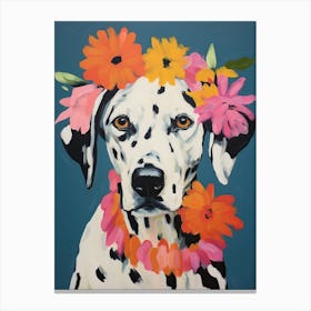 Dalmatian Portrait With A Flower Crown, Matisse Painting Style 3 Canvas Print
