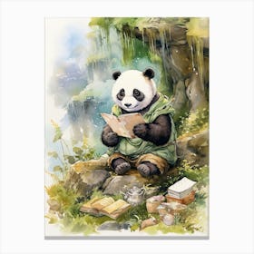 Panda Art Geocaching Watercolour 4 Canvas Print
