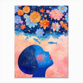 Dreaming Girl With Flowers Canvas Print