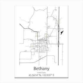 Bethany,United States Minimalist Map 1 Canvas Print