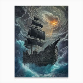 Pirate Ship In Stormy Sea Toile