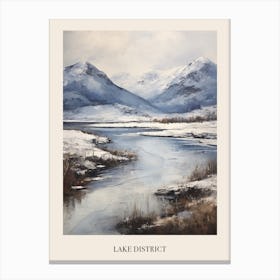 Vintage Winter Painting Poster Lake District United Kingdom 1 Canvas Print