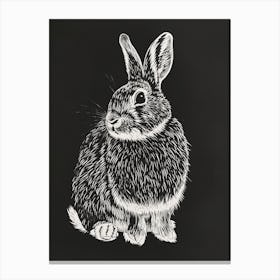 French Lop Blockprint Rabbit Illustration 8 Canvas Print