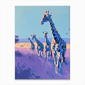 Giraffes In A Line At Sunset 3 Canvas Print