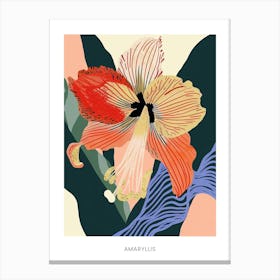 Colourful Flower Illustration Poster Amaryllis 4 Canvas Print