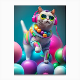 Cat With Headphones 7 Canvas Print