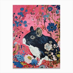 Floral Animal Painting Guinea Pig 2 Canvas Print