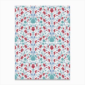 Floral Wallpaper — Iznik Turkish pattern, floral decor Canvas Print