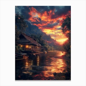 Sunset On The River Canvas Print