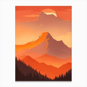 Misty Mountains Vertical Composition In Orange Tone 14 Canvas Print