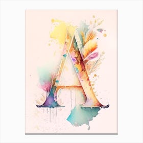 A, Letter, Alphabet Storybook Watercolour 3 Canvas Print