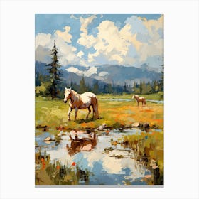 Horses Painting In Rocky Mountains Colorado, Usa 2 Canvas Print