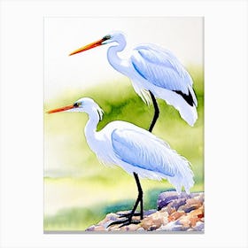 Egret 2 Watercolour Bird Canvas Print