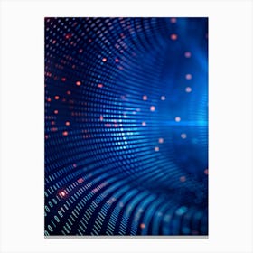 Abstract Digital Background With A Swirling Tunnel Of Blue Dots And Binary Code, Creating A Sense Of Depth And Movement Canvas Print