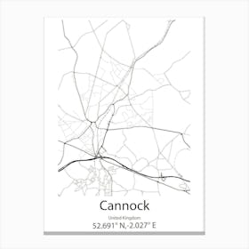 Cannock,United Kingdom Minimalist Map Stampe su tela