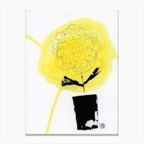 Yellow Sunflower In A Black Vase 5 - minimal abstract floral vertical Canvas Print