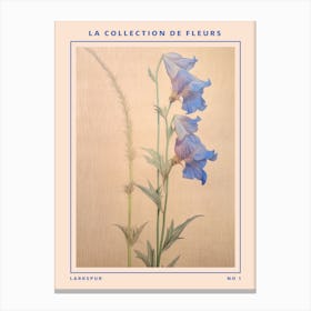 Larkspur French Flower Botanical Poster Canvas Print