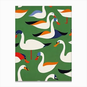 Swan Midcentury Illustration Bird Canvas Print