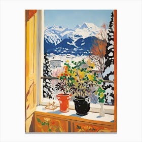 The Windowsill Of Interlaken   Switzerland Snow Inspired By Matisse 2 Canvas Print
