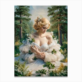 Collage Art of Beautiful Woman in The Forest #10 Canvas Print