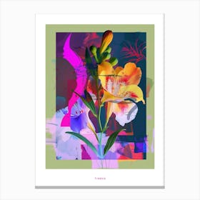 Freesia 3 Neon Flower Collage Poster Canvas Print