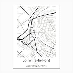 Joinville Le Pont,France Minimalist Map Canvas Print