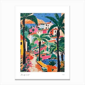 Amalfi Coast Matisse Style, Italy 6 Watercolour Travel Poster Canvas Print