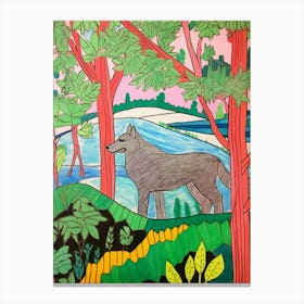 Maximalist Animal Painting Timber Wolf 3 Canvas Print