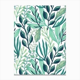 Seamless Pattern With Green Leaves Canvas Print
