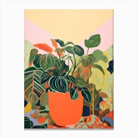 Boho Plant Painting Philodendron Brasil 1 Canvas Print
