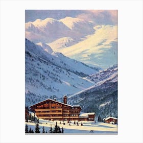 La Thuile, Italy Ski Resort Vintage Landscape 1 Skiing Poster Canvas Print