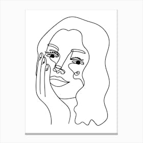 Face Drawing Monoline Drawing Illustration Canvas Print