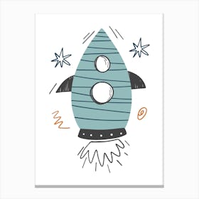 Rocket Ship Space Kids Room 4 Canvas Print