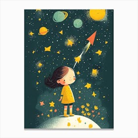 Little Girl In Space 1 Canvas Print