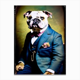 Bulldog In A Suit - Daguerreotype  Canvas Print