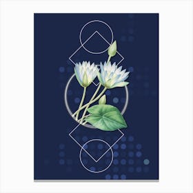 Vintage Egyptian Lotus Botanical with Geometric Line Motif and Dot Pattern n.0170 Canvas Print