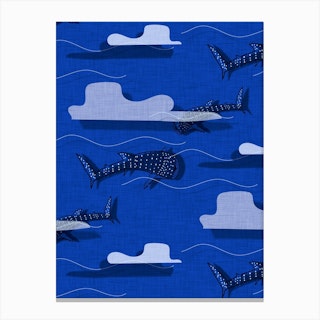 Whale Shark Blue Canvas Print