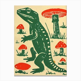 Lizard With Mushrooms Bold Block 4 Canvas Print