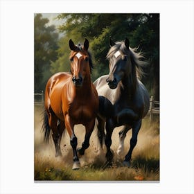 Two Horses Running 14 Canvas Print