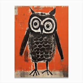 Owl, Woodblock Animal  Drawing 1 Canvas Print