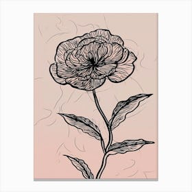 Line Art Marigold Flowers Illustration Neutral 13 Canvas Print