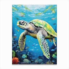 Sea Turtle Exploring The Ocean 1 Canvas Print