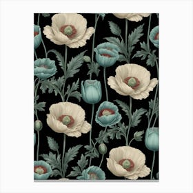 Poppies On A Black Background Canvas Print